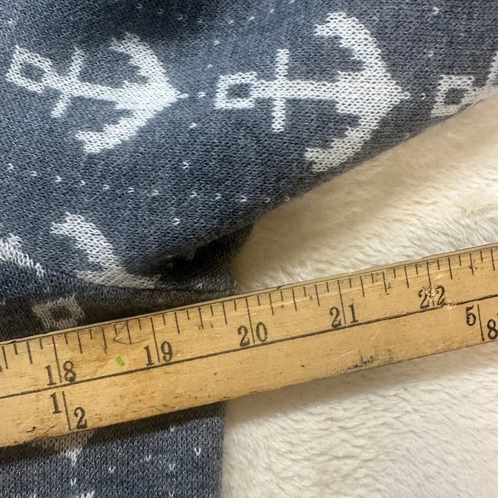 Vineyard Vines Women Gray Ahoy Anchor Crewneck Sweater Large Merino Wool Blend